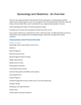 Gynecology and Obstetrics Overview