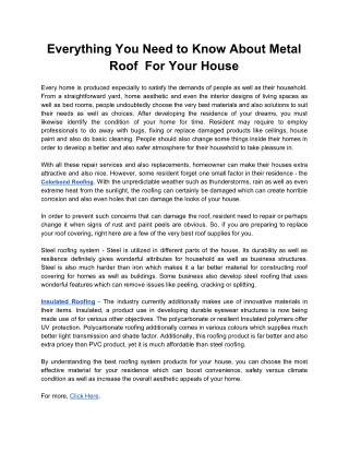 Everything You Need to Know About Metal Roof For Your House