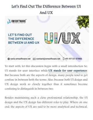Let’s Find Out The Difference Between UI And UX