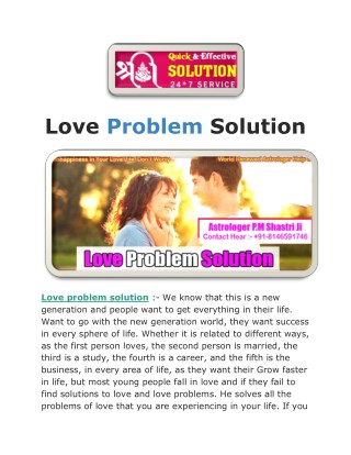 Love problem solution | Call Now 91-8146591746 :- Astrologer pm shastri ji