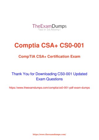 CompTIA CySA CS0-001 CySA Practice Questions [2019 Updated]