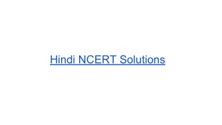 Hindi NCERT Solutions