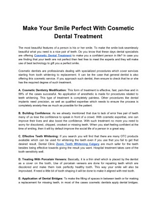 Make Your Smile Perfect With Cosmetic Dental Treatment