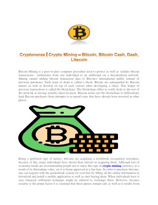 Cryptonoras | Crypto Mining – Bitcoin, Bitcoin Cash, Dash, Litecoin