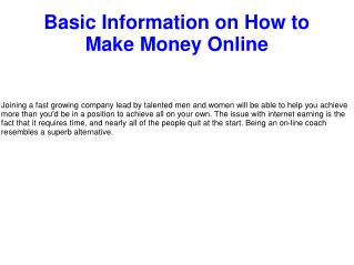 Basic Information on How to Make Money Online