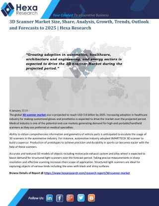 Global 3D Scanner Market Research - Industry Analysis and Forecast to 2025