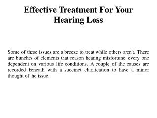 Effective Treatment For Your Hearing Loss