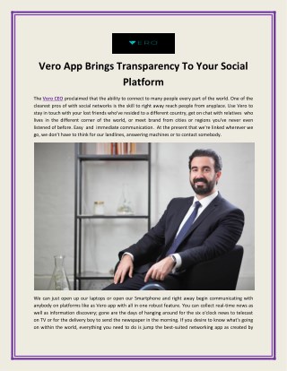 Vero App Brings Transparency To Your Social Platform