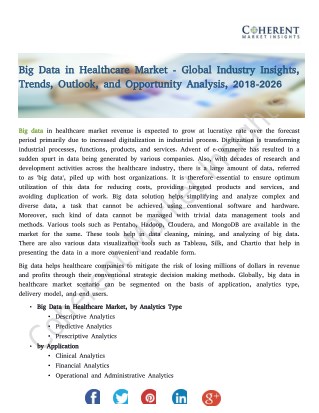 Big Data in Healthcare Market - Global Industry Insights, Trends, Outlook, and Opportunity Analysis, 2018-2026