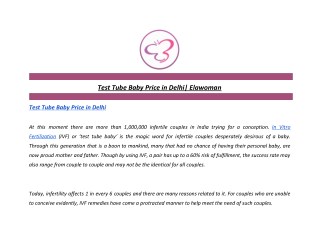 Test Tube Baby Price in Delhi | Elawoman