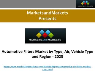 Automotive Filters Market by Type, Air, Vehicle Type and Region - 2025