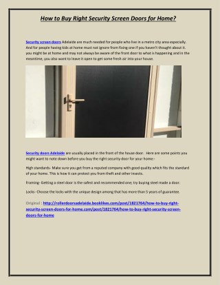 How to Buy Right Security Screen Doors for Home?