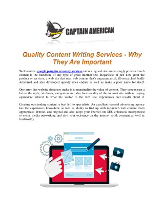 Captain American: Content Writing Services Company | American Content Writing Team