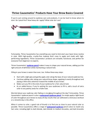 Thrive Causemetics’ Products Have Your Brow Basics Covered