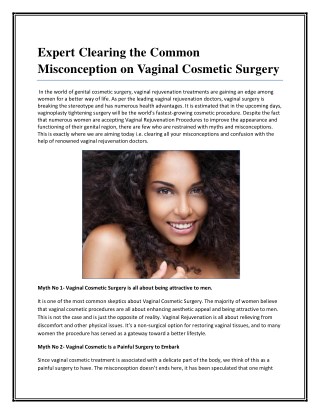 The Common Misconception on Vaginal Cosmetic Surgery