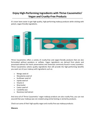 Enjoy High-Performing Ingredients with Thrive Causemetics’ Vegan and Cruelty-Free Products