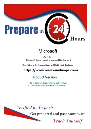Valid AZ-100 Real Exam Questions - Microsoft AZ-100 2019 Dumps Realexamdumps.com