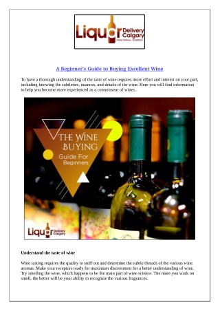 A Beginner’s Guide to Buying Excellent Wine