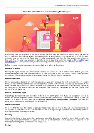 What You Should Know About Developing Mobile Apps?