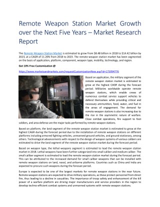 Remote Weapon Station Market Growth over the Next Five Years – Market Research Report