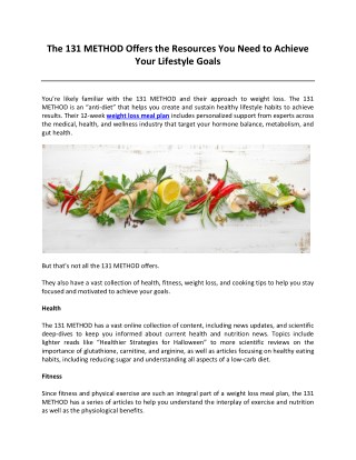 The 131 METHOD Offers the Resources You Need to Achieve Your Lifestyle Goals