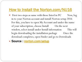 How to Install the Norton.com/NU16