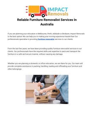 furniture removals perth