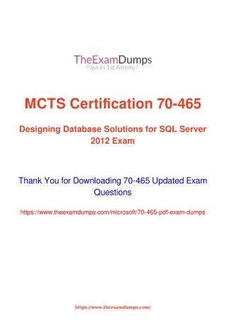 Microsoft MCP 70-465 Practice Questions [2019 Updated]