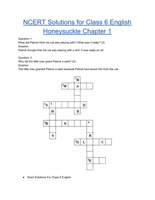 NCERT Solutions for Class 6 English Honeysuckle Chapter 1