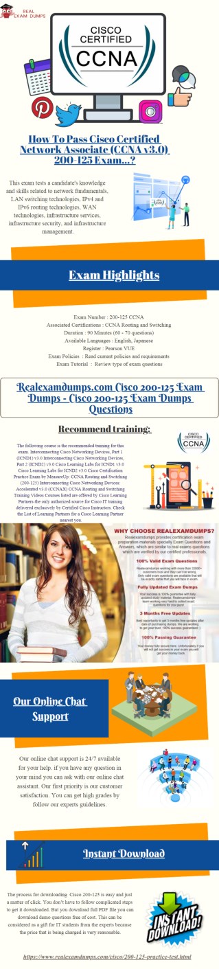 Download Cisco 200-125 Exam Sample Questions Dumps - Realexamdumps.com