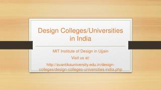 Design Colleges in India | Design Courses | MIT Institute of Design in Ujjain