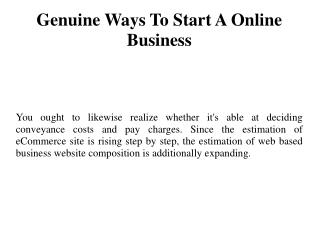 Genuine Ways To Start A Online Business
