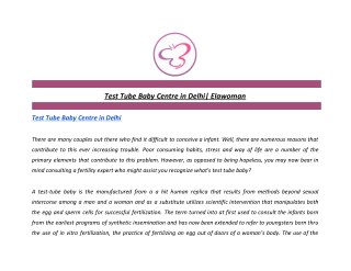 Test Tube Baby Centre in Delhi | Elawoman