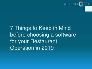 7 things to keep in mind before choosing a software for your Restaurant Operation in 2019