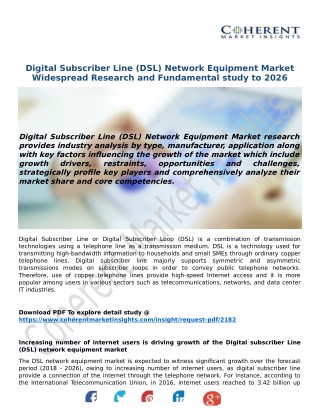 Digital Subscriber Line (DSL) Network Equipment Market Widespread Research and Fundamental study to 2026