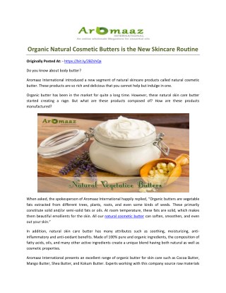 Organic Natural Cosmetic Butters is the New Skincare Routine