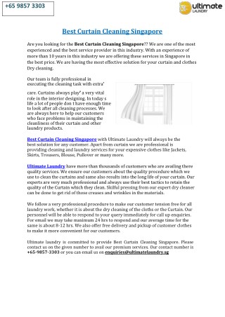 Best Curtain Cleaning Singapore