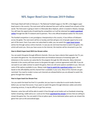 How to Watch Super Bowl 2019 Live Stream Online