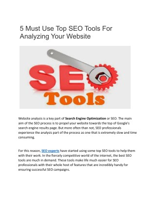 5 Must Use Top SEO Tools For Analyzing Your Website