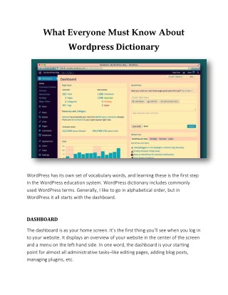 What Everyone Must Know About Wordpress Dictionary
