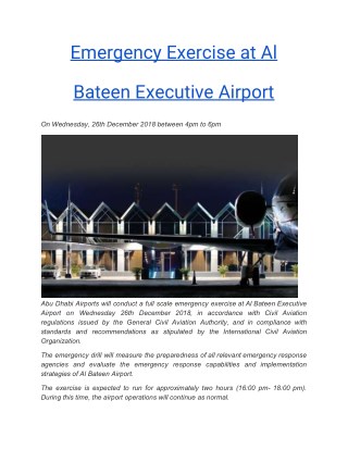 Emergency Exercise at Al Bateen Executive Airport