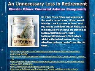 An Unnecessary Loss in Retirement - Charles Oliver Financial Advisor Complaints