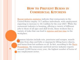 How to prevent burns in commercial kitchens