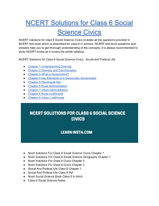 Ncert Solutions for Class 6 Social Science