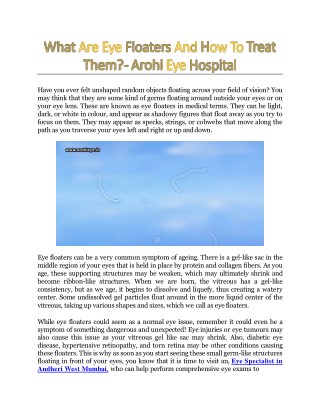 What Are Eye Floaters And How To Treat Them? - Arohi Eye Hospital