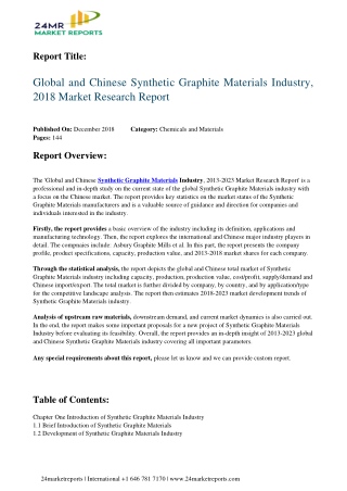 Synthetic Graphite Materials Industry, 2018 Market Research Report