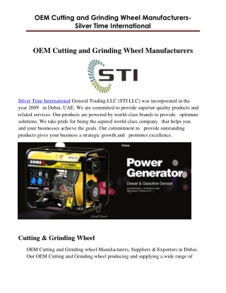 OEM Cutting and Grinding wheel Manufacturers