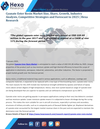 Global Cyanate Ester Resin Market Research Report - Analysis and Forecast to 2025