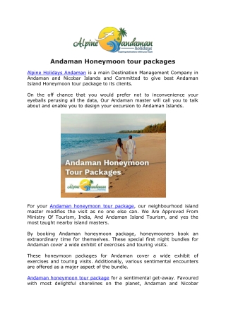 Andaman Honeymoon tour packages