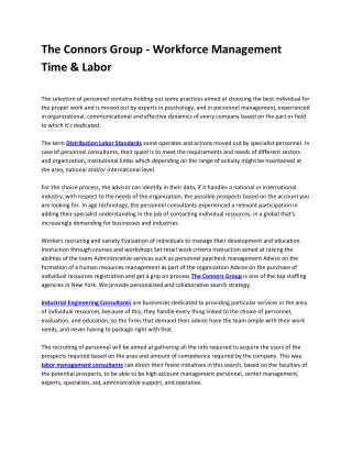 The Connors Group - Workforce Management Time & Labor